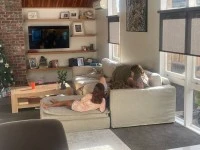 Early Settler slouch couch and ottoman - 1yrs old excellent condition ...