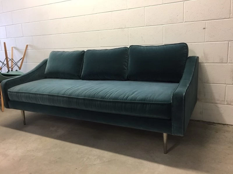 Nood Velvet Sofa - Bluey Green
