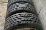 Car wheels with tyres fitted