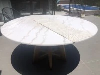 Marble Table Top and Wood Base