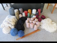 Weaving loom, Rug wool in photos