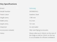 Samsung SRS580DHLS 580L Side By Side Fridge
