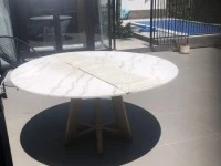 Marble Table Top and Wood Base