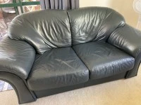 2 x 2seater leather couches, 1 x glass coffee table, Plant pots, about...