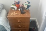 Double bed and base, Desk, Tv, Bedside table, Cabinet, Clothes rack