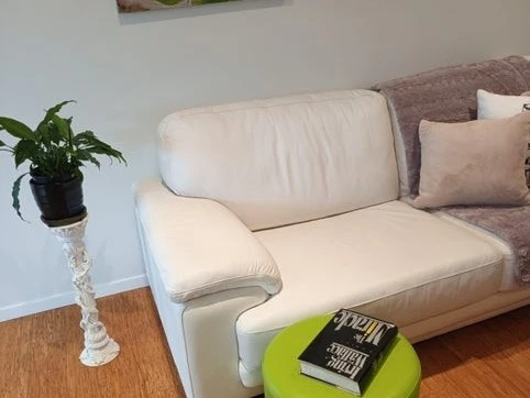 White leather sofa