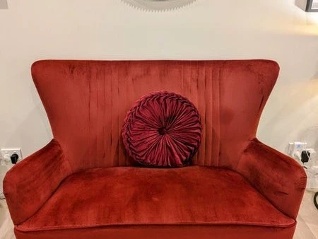 Velvet Red Two-Seater Couch