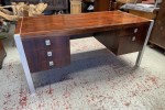 Mid Century Solid Brazilian Rosewood Chrome Frame Desk