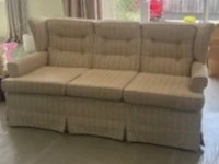 3 seater sofa , 2 armchairs, 2 generic dining chairs