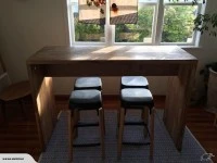 Solid American Oak Bar Leaner Set