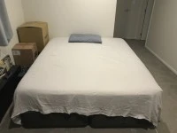 Double king bed, Bicycle, Boxes x 5