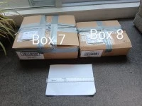 Box 1. Transparent small box, Box 2. Shoe box, Box 3. White cloth bag,...