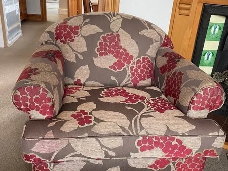 Red botanical armchair