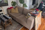 Queen bed mattress + frame, Sit/stand desk, 2 seater couch, Fridge