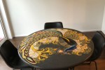 Heavy Dining Table, Dining Chairs x6, 1 medium sized book shelf, 3 x L...