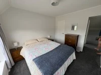 Dining table and 6 chairs, Queen bed and base, Chest of drawers, Bedsi...