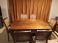 Antique oak dining table with 6 chairs good condition $1 reserve