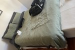 Queen bed and base, 2x 2 seater sectional couch, low boy dresser, side...