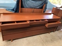 Genuine vintage mid-century solid wood bedroom suite