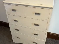 Double bed mattress, Chest of drawers, Desk, Double bed slat base - di...