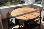 Small circular dining table - top can be taken off for transport, 4 di...