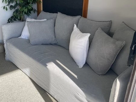 Beautiful grey linen couch