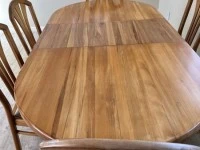 Extendable Rimu table and six chairs