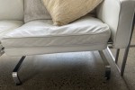 Retro modernist designer White leather couch from homage 3 seater mode...