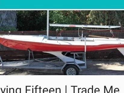 Sailing boat Flying fifteen on a trailer