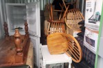 9 large boxes, 7 medium boxes, 7 small boxs, 3 wooden dinning room cha...