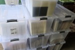 24 x 50L plastic bins of books and papers