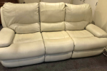 Three seater white leather lazy boy couch, Single seater white leather...