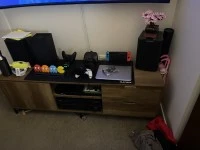 Queen Bed, draws, Computer Desk, TV 65", Server, Server, Server, Serve...