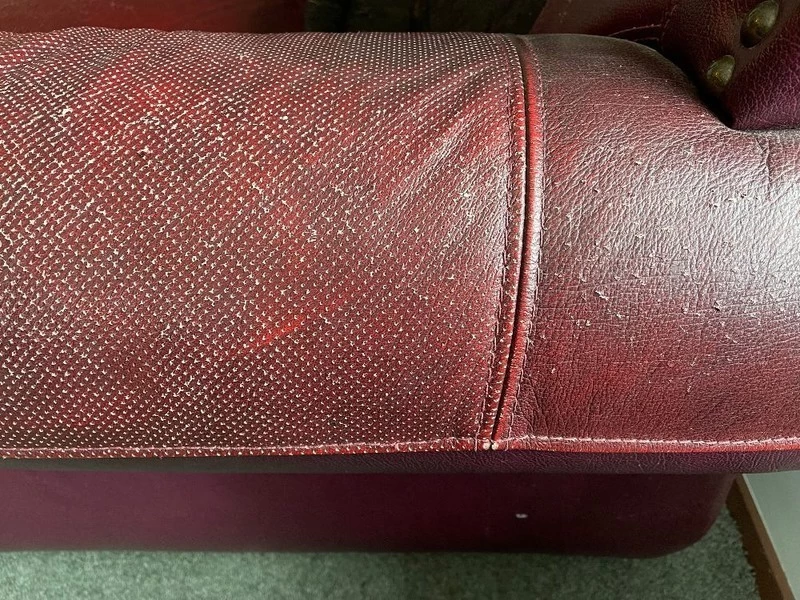 Old Fashioned Maroon Couch leather + some faux leather