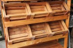 Wooden retail display units 2 x vertical units and 4 x Island/Table di...