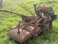 2x vintage tractors & a walk behind rotary Hoe