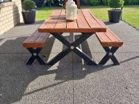 Wooden table and bench