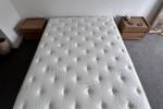 Queen bed, queen mattress, 4 x 1 kallax ikea shelves, 2 x bedside tabl...