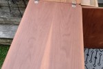 Mid-century wood fold-out sewing table or workstation