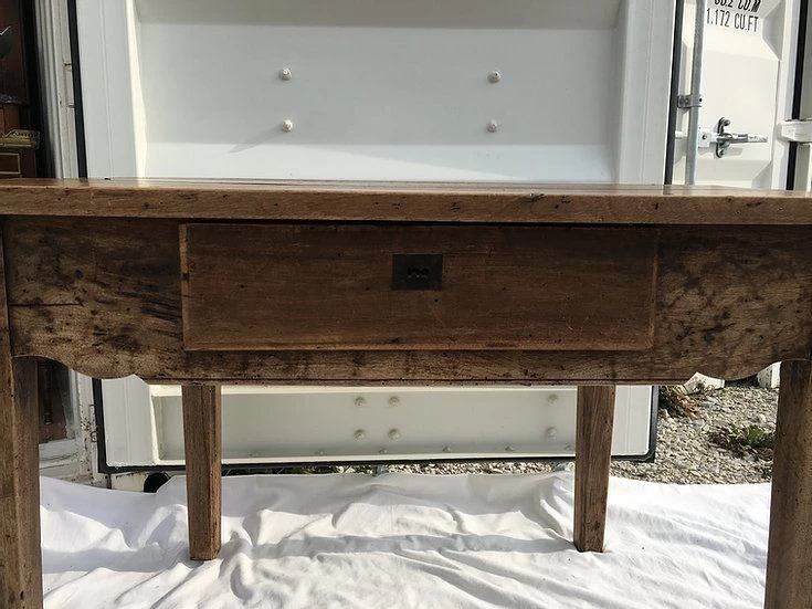 French Square Walnut Kitchen Table or Desk