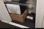 Two boxes, one medium. One small, poster roll and a packed duvet