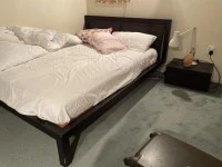 King bed with frame and headboard attached, Bed side tables (2), Couch...