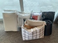 Queen mattress, Round cafe table 90x90cm, Office chair, 1x standing mi...