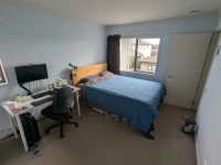 Queen bed, Flatpack desk, Office chair