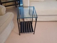 Kitchen stool (3), Glass table top, Fridge, Coffee table. Glass top, A...