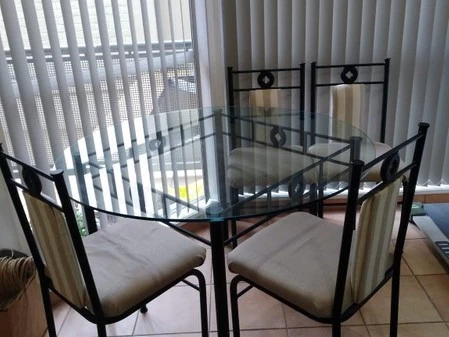 Dining Table Glass Top & 4 Chairs