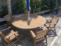 Outdoor table, Outdoor chairs x8