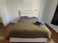 Queen Bed, 3-person sofa, Ottoman