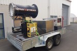 Trailer with water cannon, generator, tank fixed on