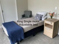 King single bed, Plastic storage boxes (3), Stackable table set, Cardb...